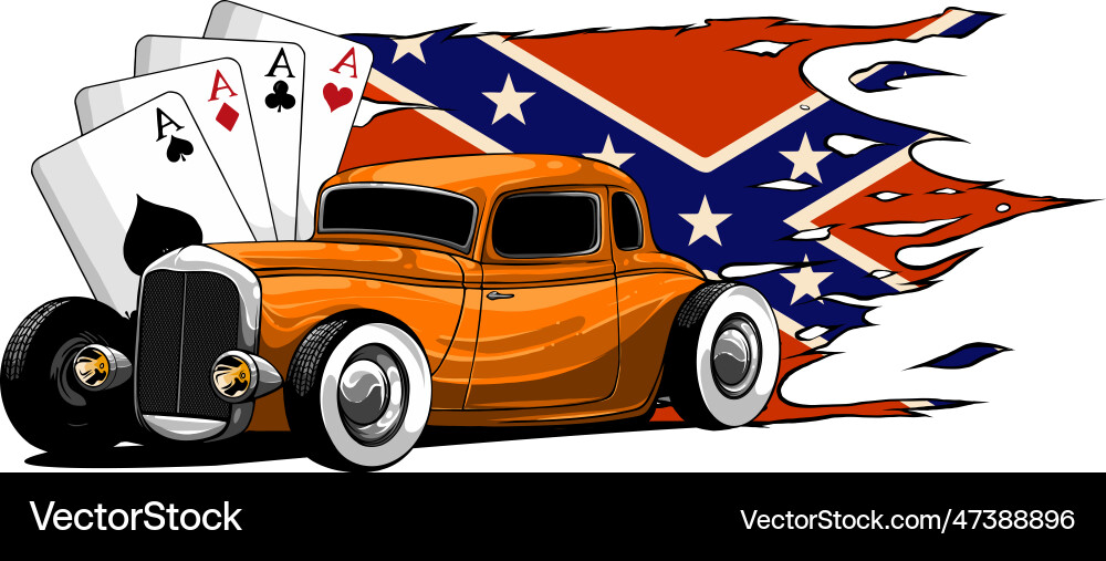 Draw of hot rod car design Draw of hot rod car design Vector Image