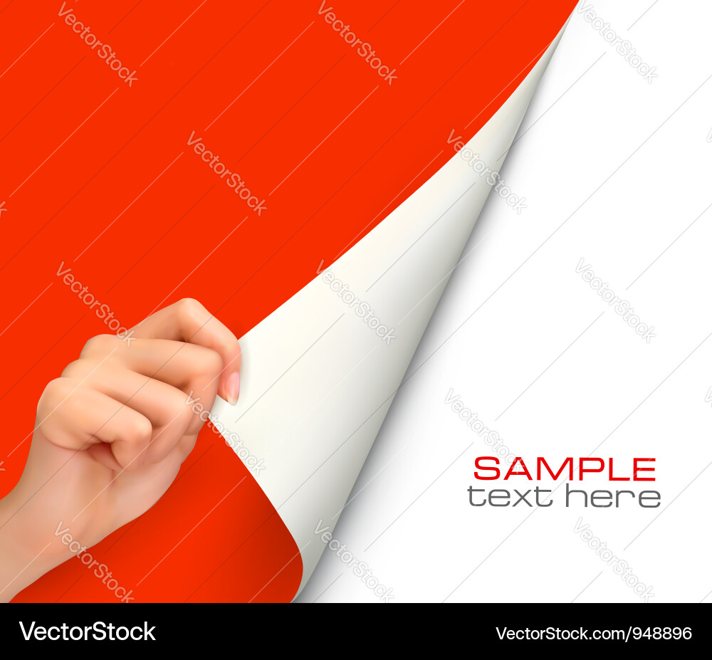 Hand Holding Red Paper Sheet Vector Image