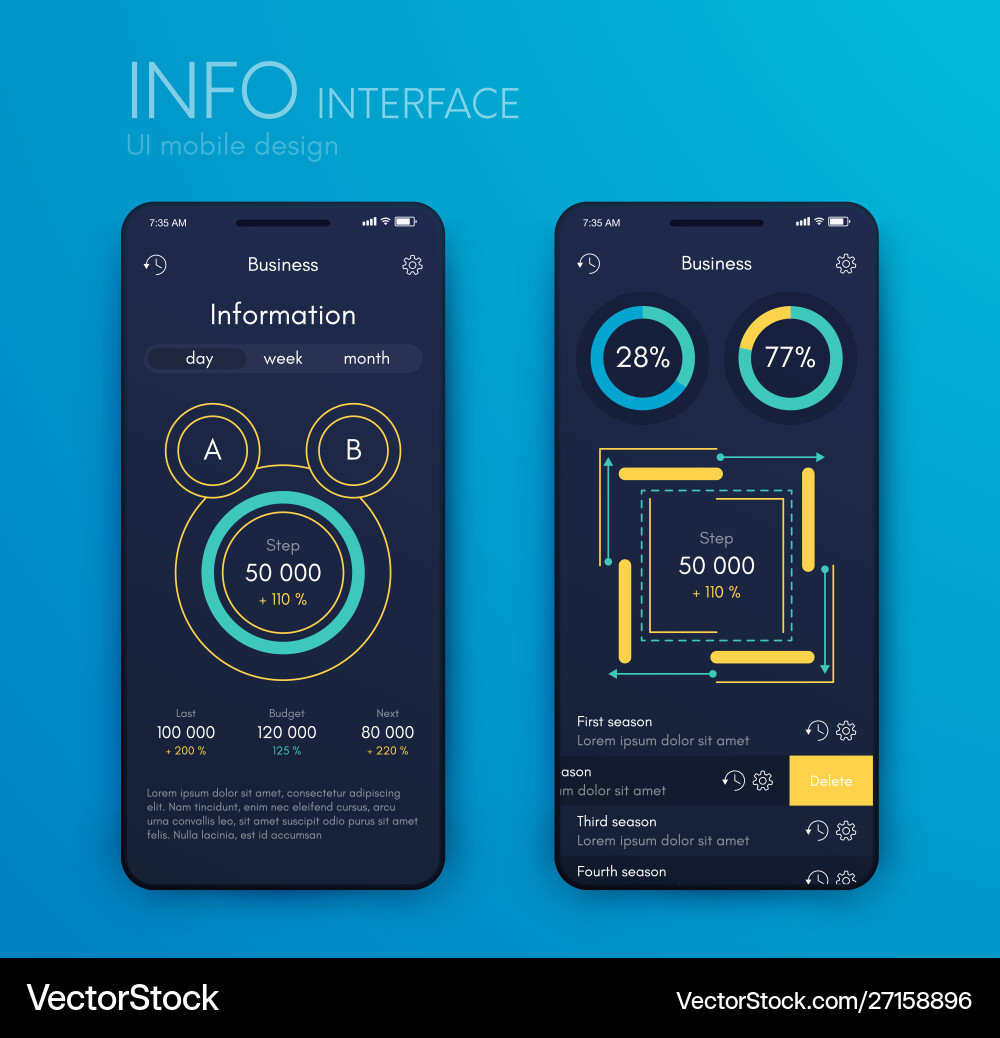Mobile application interface ui design stock Mobile application interface ui design stock Vector Image