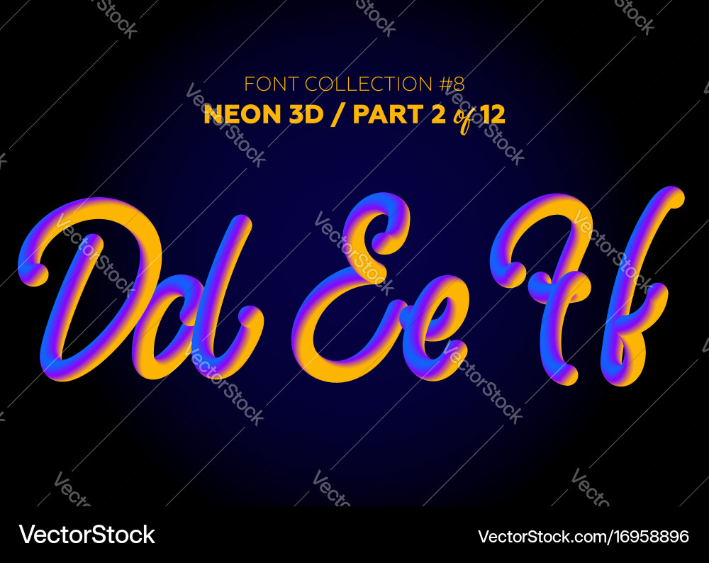 Neon Rounded Font Set - Liquid Glow vector image