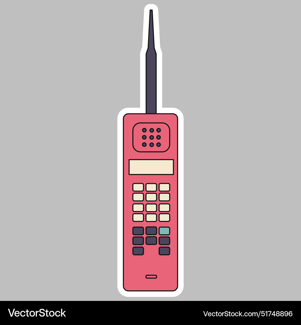 Retro 80s style pink brick cell phone concept Vector Image