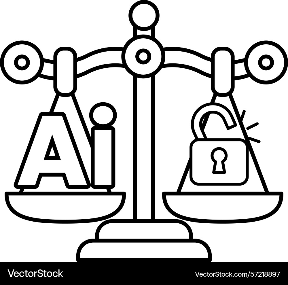 A scale with the word ai on one side and lock A scale with the word ai on one side and lock vector image