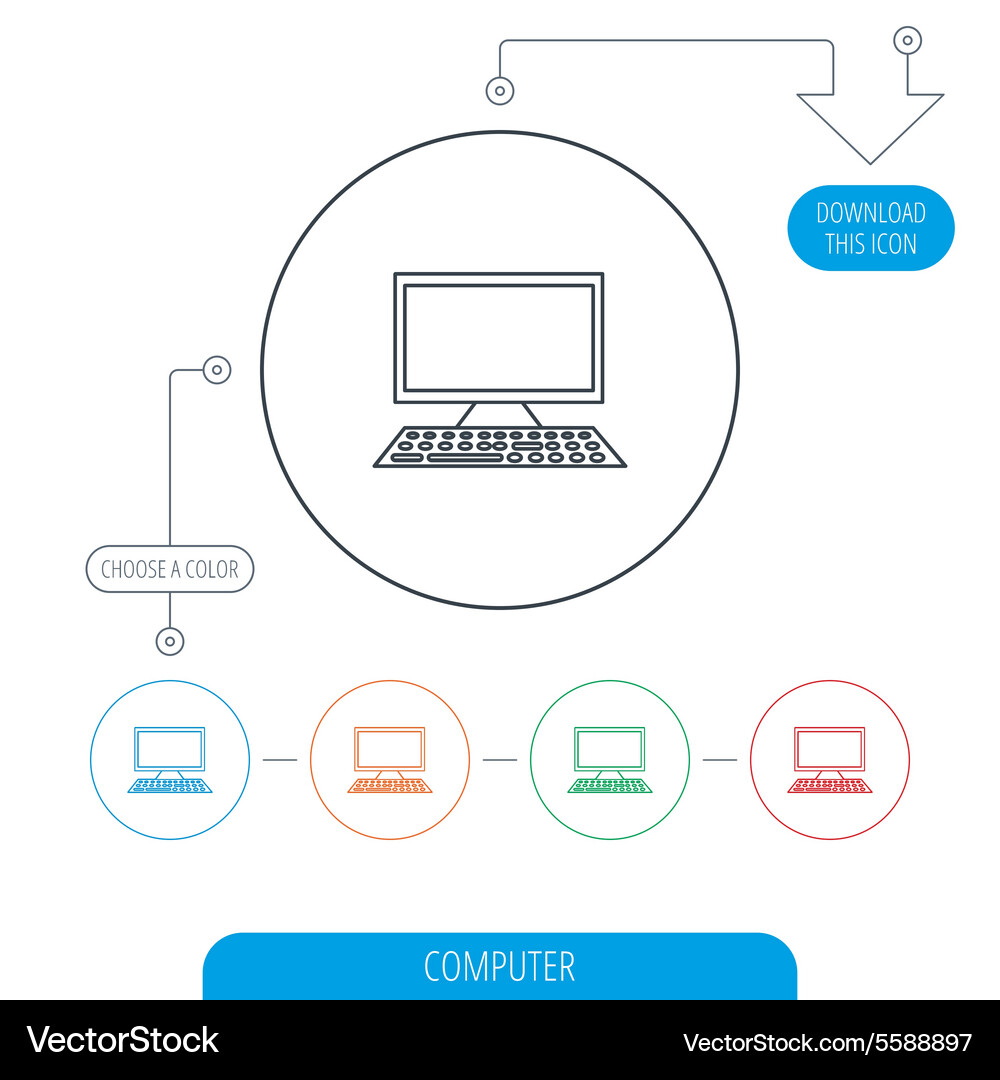 Computer pc icon widescreen display sign Vector Image