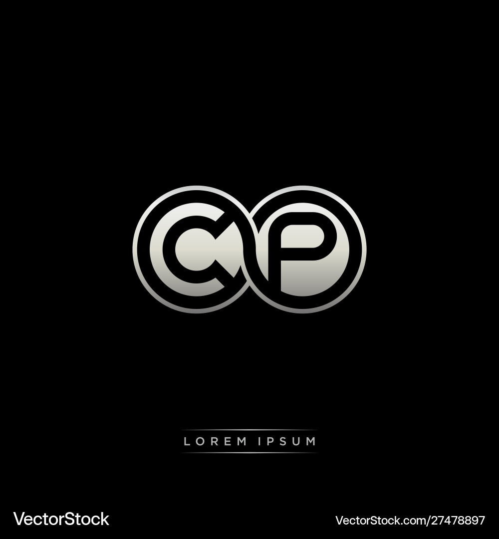 Cp initial letter linked circle capital monogram vector image