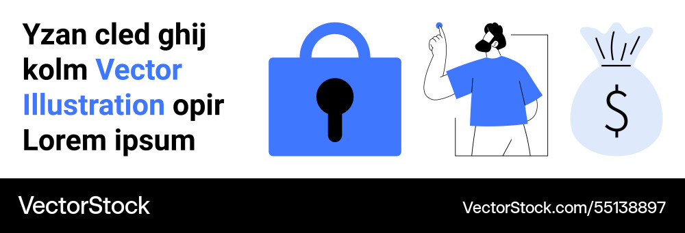 Data security concept with lock Data security concept with lock vector image