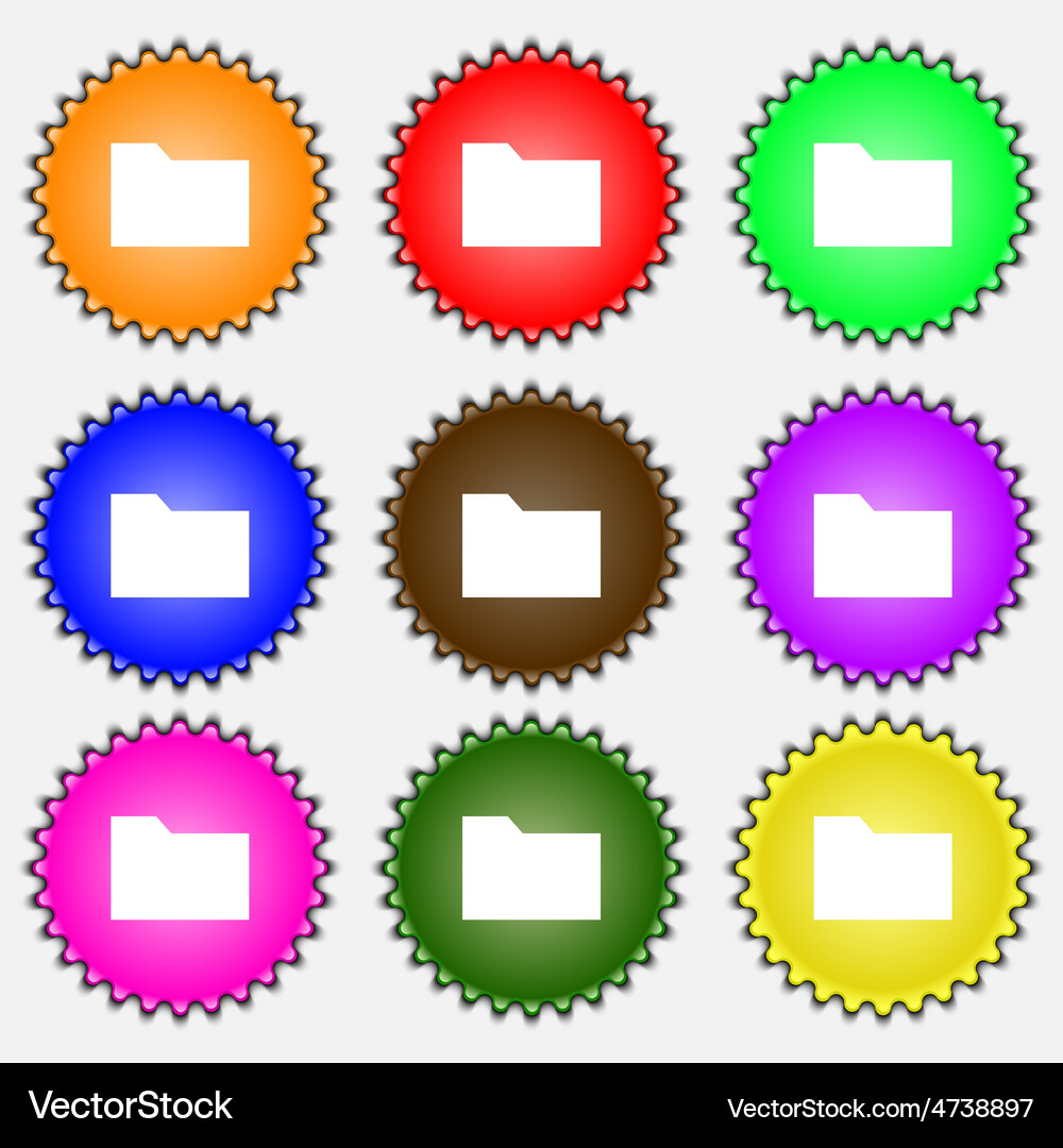 Document folder icon sign a set of nine different Vector Image