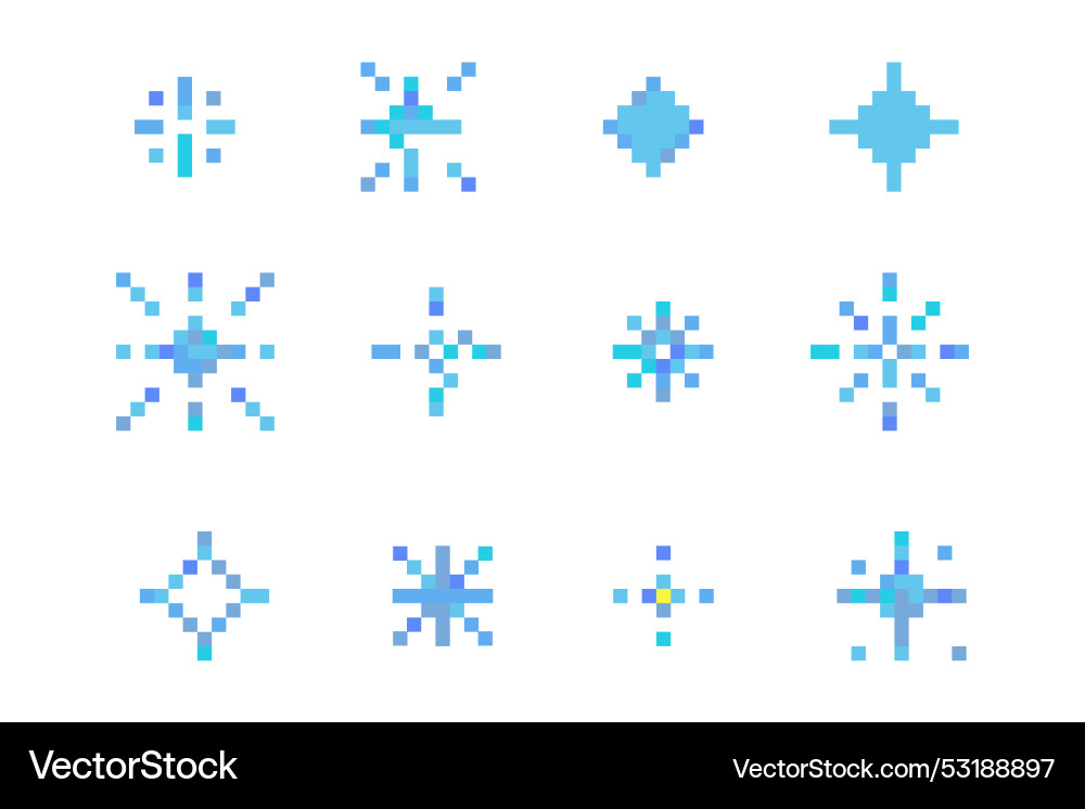 Pixel snowflake winter retro pixilated 8 bit game Pixel snowflake winter retro pixilated 8 bit game Vector Image