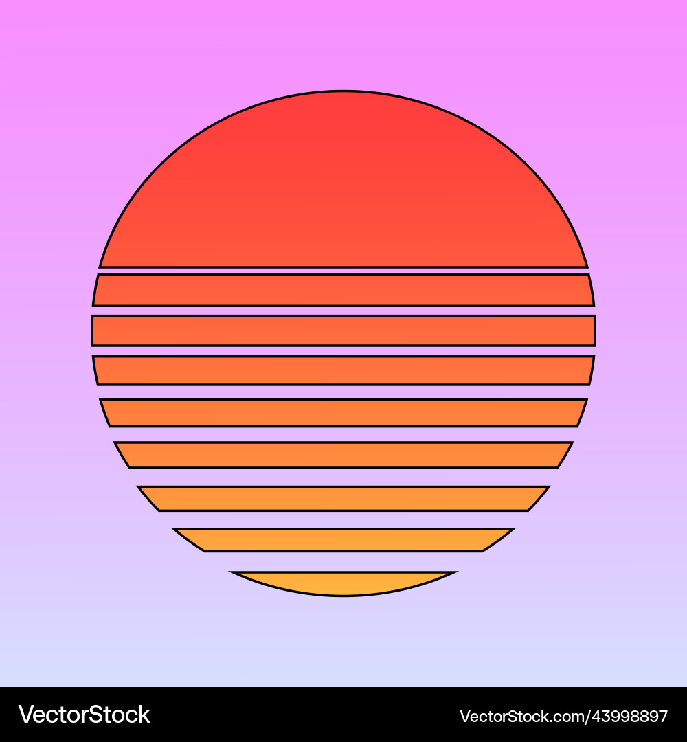 Retro sun in 80s style retrowave synthwave vector image