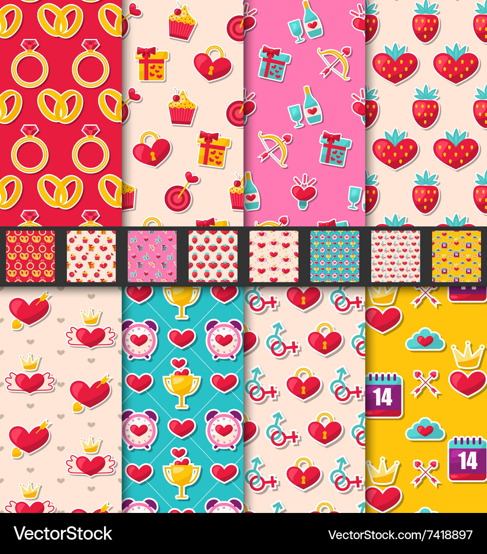 Set seamless patterns for valentines day Vector Image