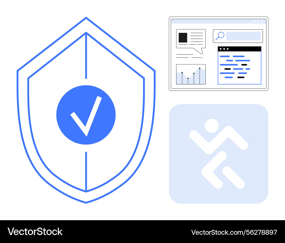 Shield with checkmark data dashboard Shield with checkmark data dashboard vector image