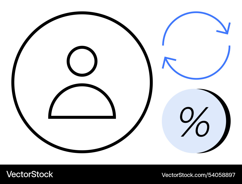 Simplified user profile icon refresh arrows vector image