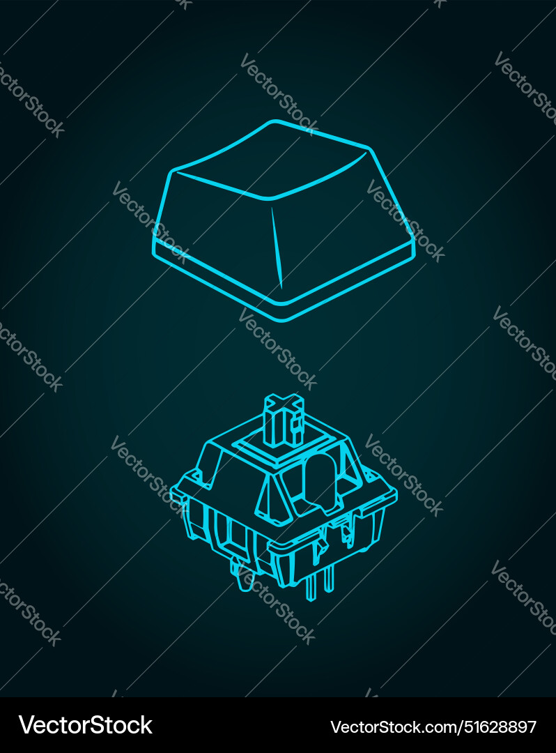 Switch and keycap for mechanical keyboard Vector Image