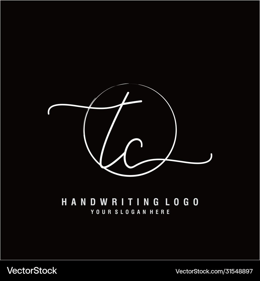 Tc initial handwriting logo design – Royalty-Free Vector | VectorStock