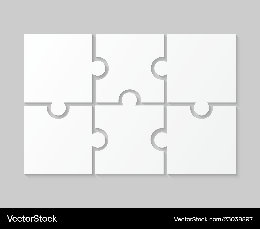 White puzzle pieces jigsaw six steps infographic White puzzle pieces jigsaw six steps infographic vector image