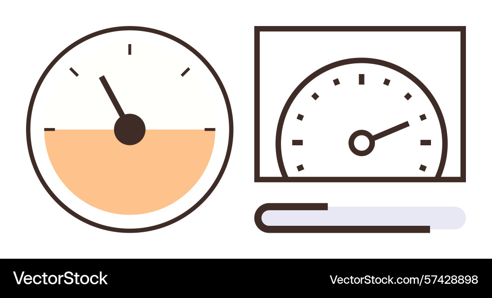 Analog and digital speedometers measuring progress Vector Image
