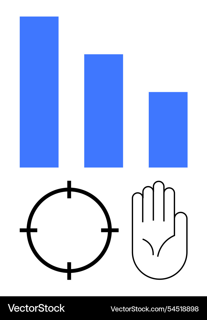 Analyzing bar charts with focus and caution target Analyzing bar charts with focus and caution target vector image