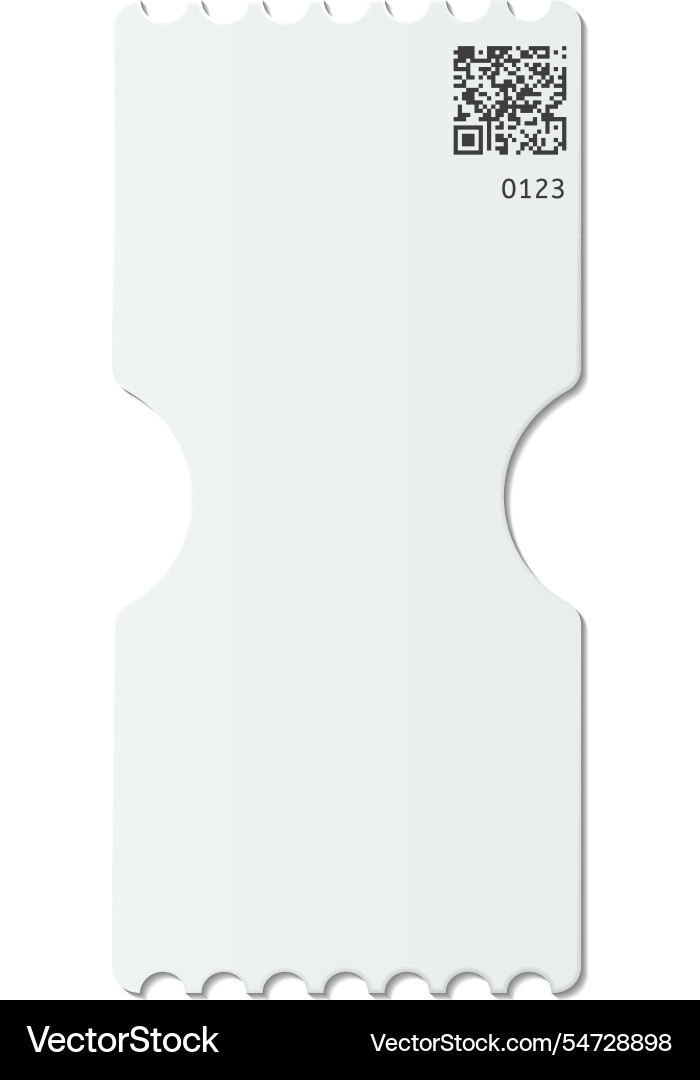 Blank white ticket with qr code and number waiting Blank white ticket with qr code and number waiting vector image