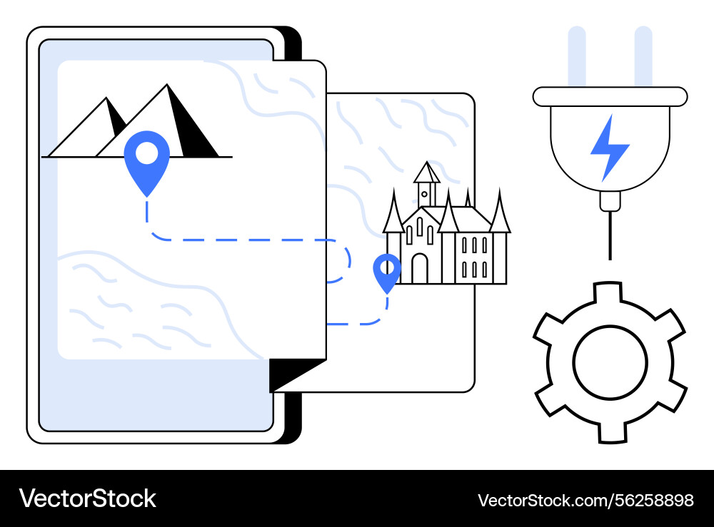 Digital navigation concept featuring map location Digital navigation concept featuring map location vector image
