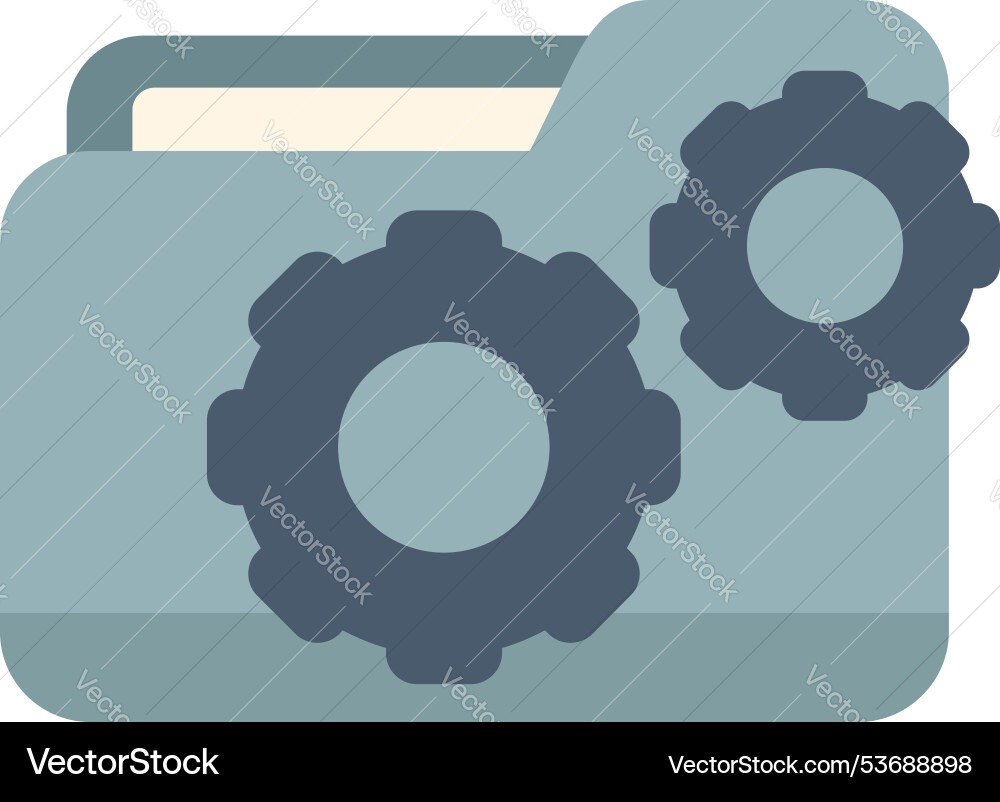 Folder icon with two gears representing data Folder icon with two gears representing data Vector Image