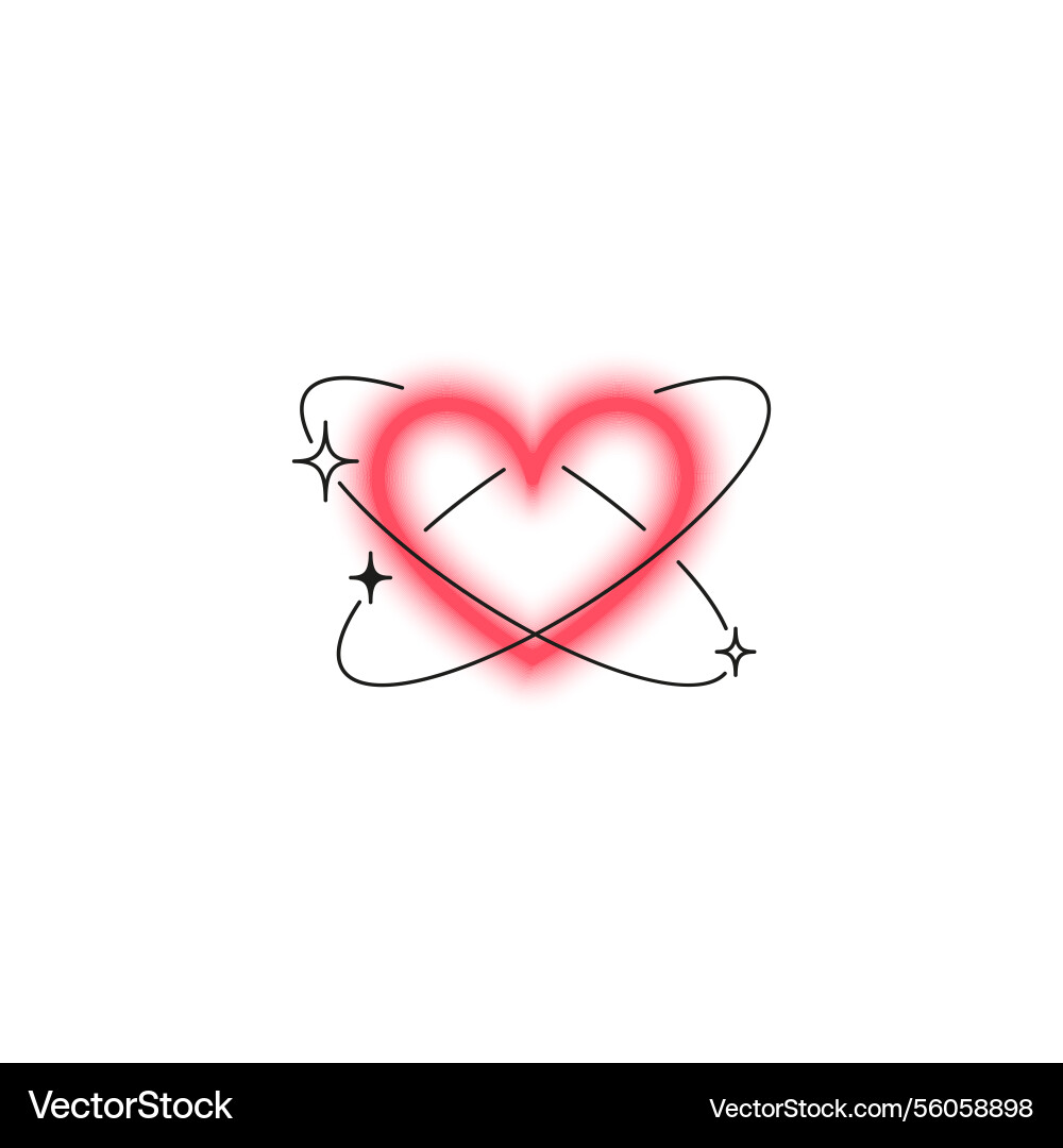 Heart y2k gradient blurred element with line art Heart y2k gradient blurred element with line art Vector Image