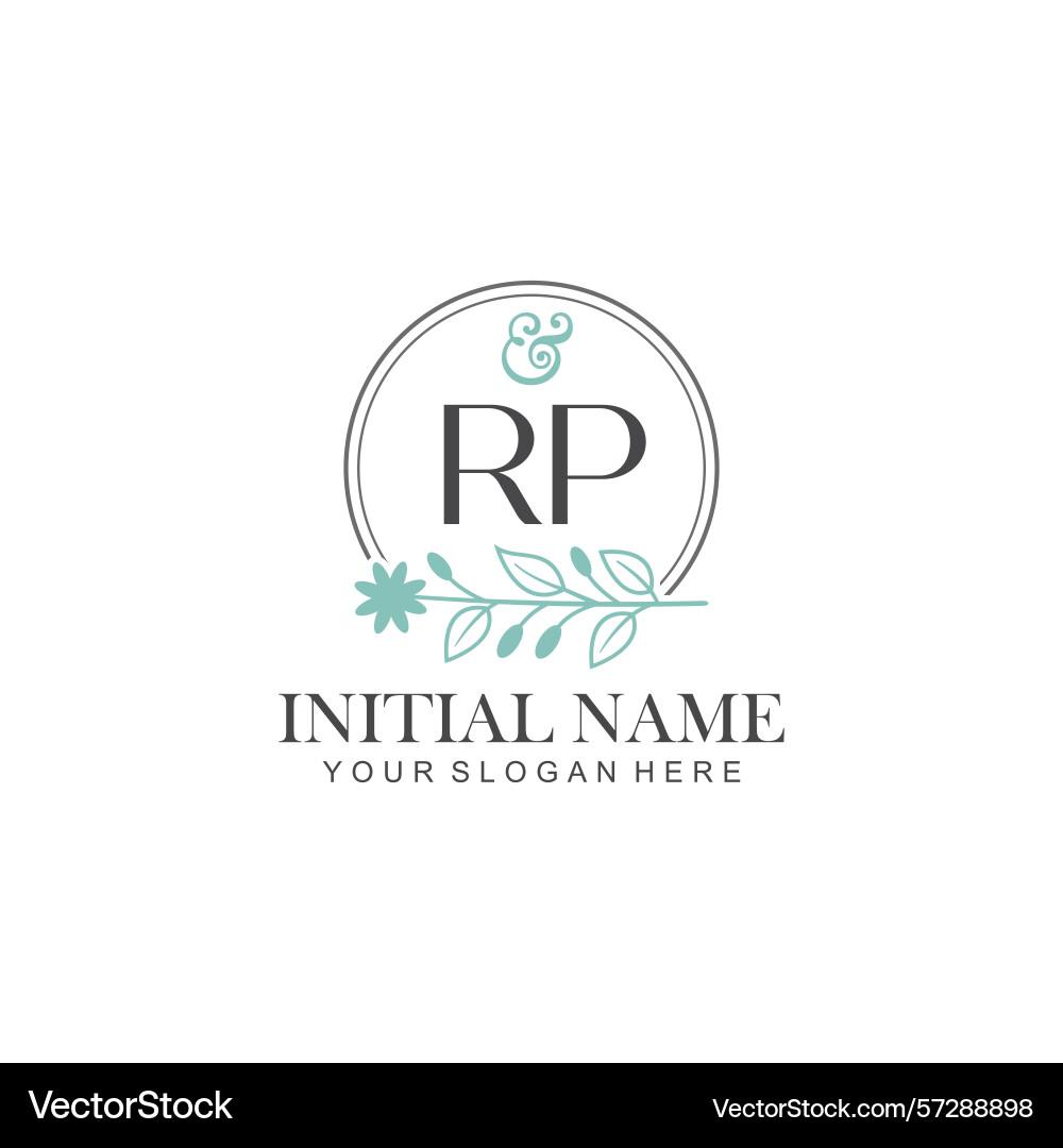 Rp initial logo templates with botanical elements Vector Image