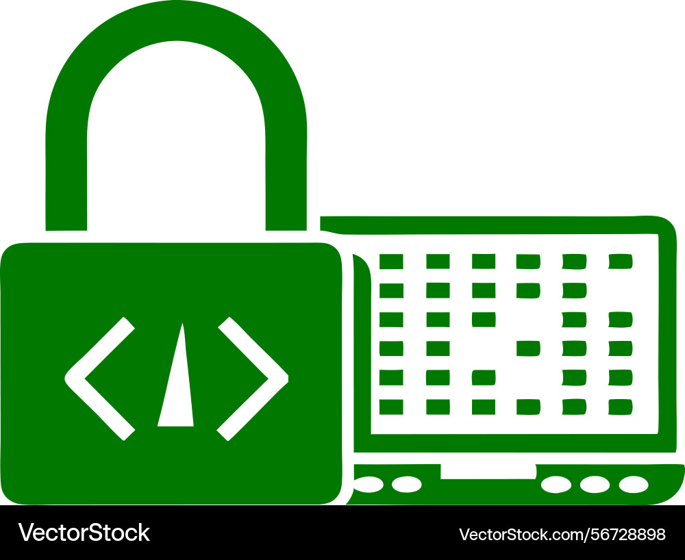 Secure coding protection concept a laptop vector image