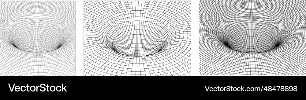 Wireframe lowpoly 3d surface with funnel set vector image