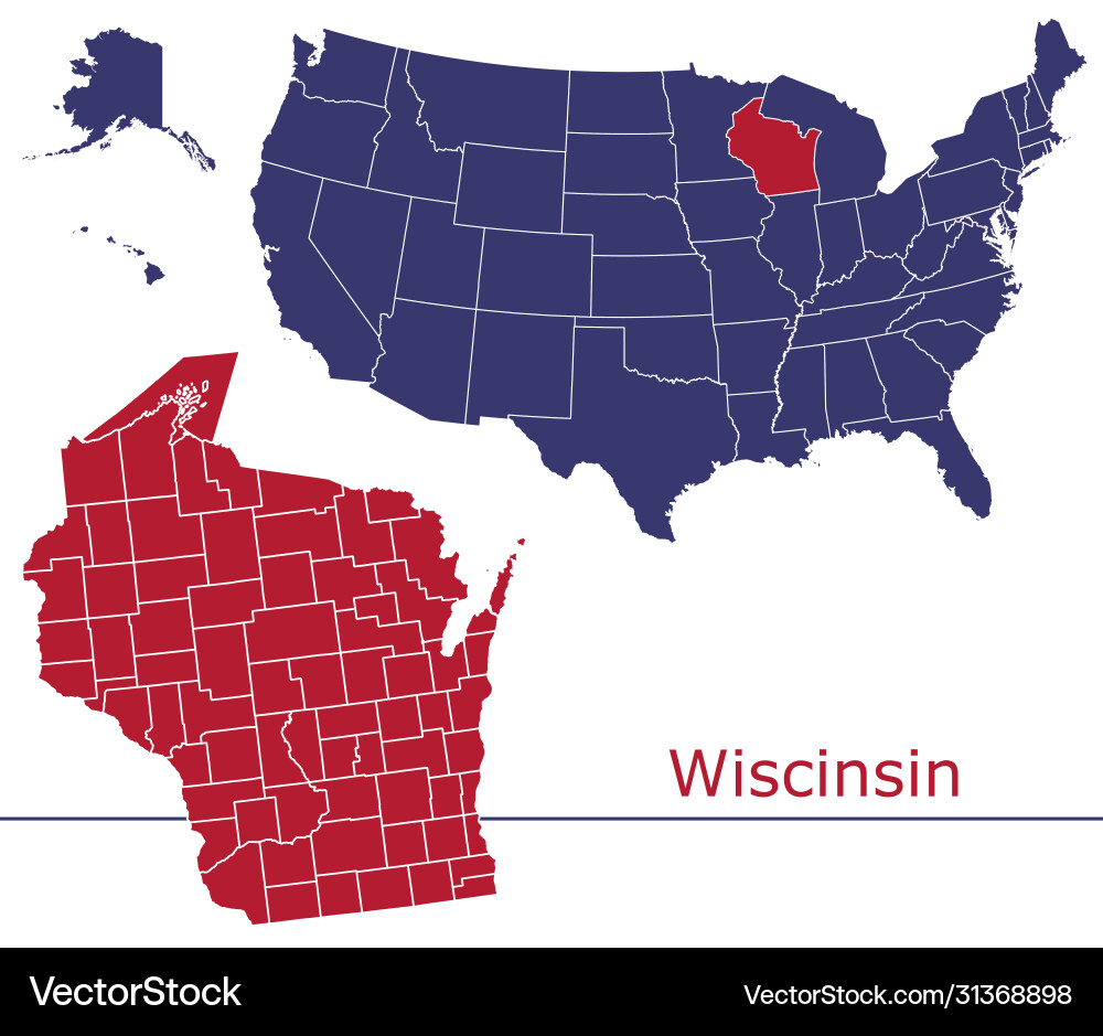 Wisconsin map counties mit usa Wisconsin map counties mit usa vektorbild
