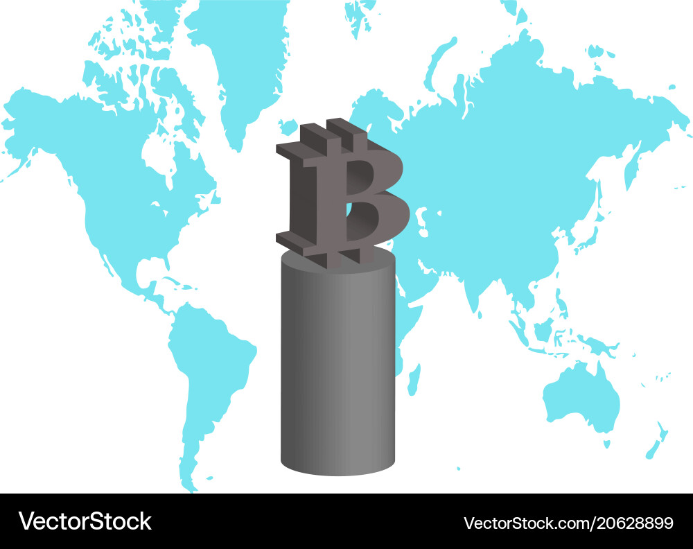 Bitcoin Stand with World Map vector image