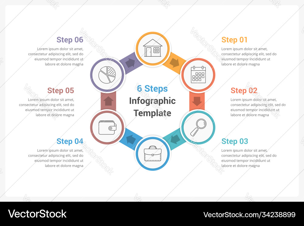 Circle diagram with six elements Royalty Free Vector Image