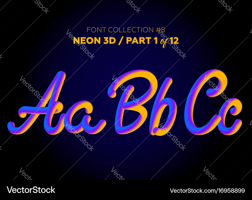 Dynamic Neon Rounded Font Set vector image