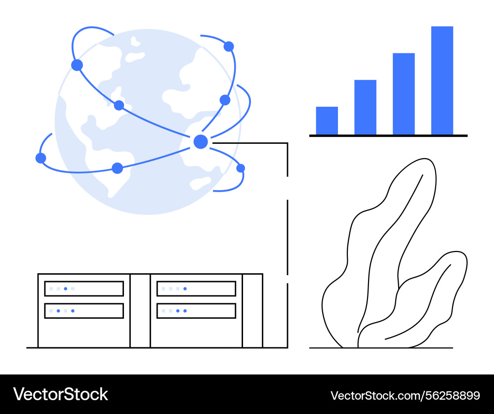 Global data connection analytics and cloud Global data connection analytics and cloud vector image