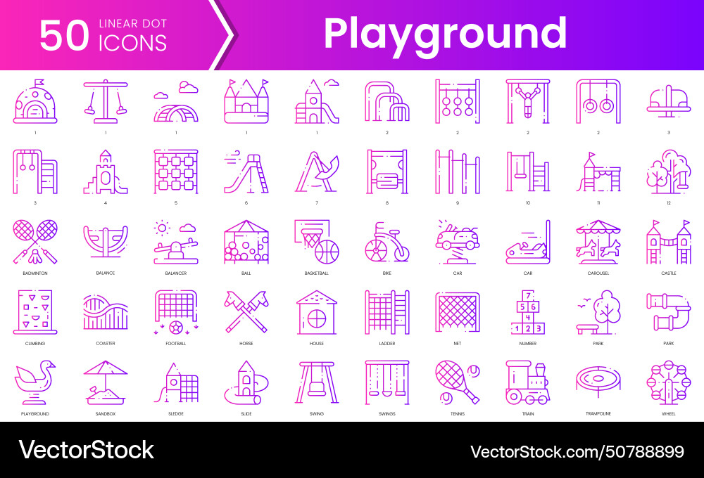 Set of playground icons gradient style icon bundle Set of playground icons gradient style icon bundle vector image