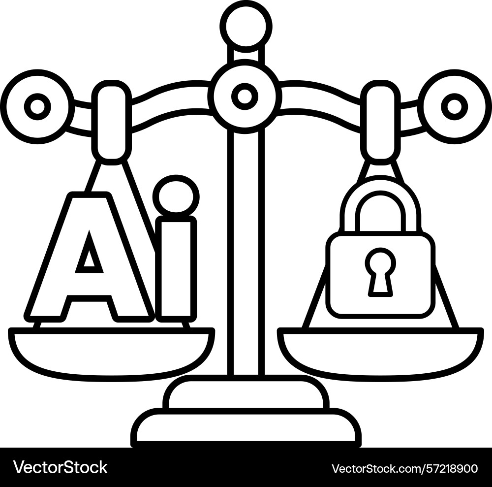 A scale with the word ai on one side and lock A scale with the word ai on one side and lock vector image