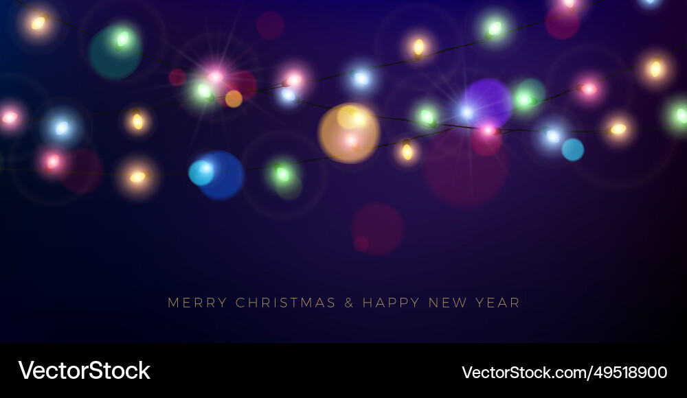 Colorful christmas lights holiday decoration vector image