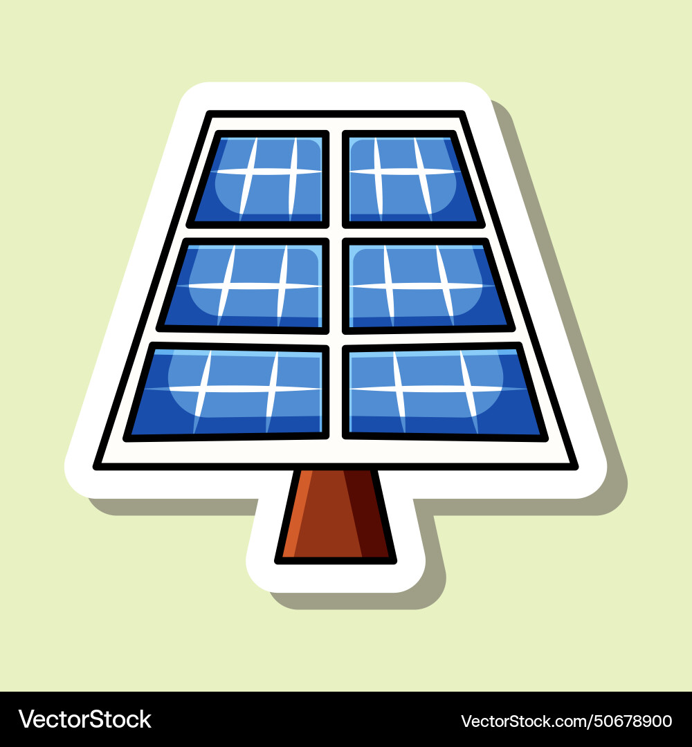 Cute Solar Panel Sticker Royalty Free Vector Image