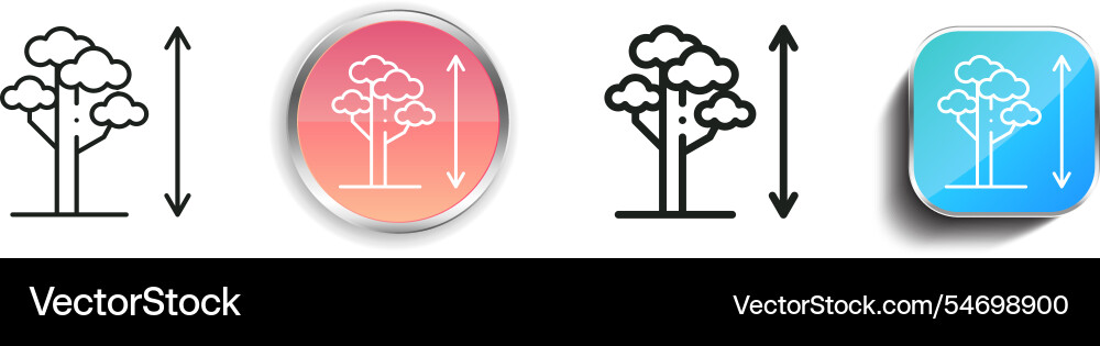 Height icon thin linear regular and button style vector image
