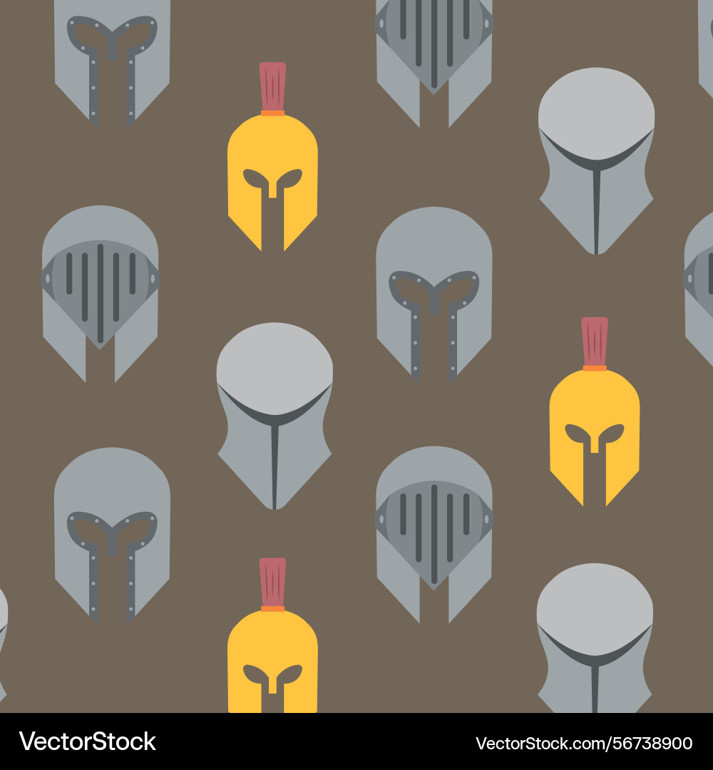 Medieval helmets pattern background vector image