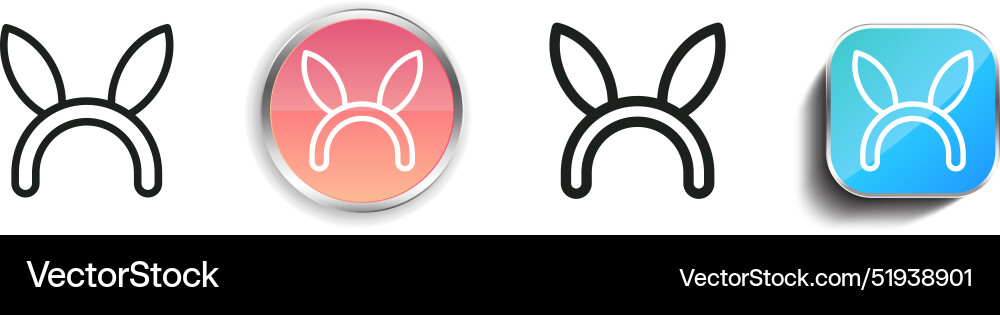 Bunny ears icon thin linear regular and button vector image