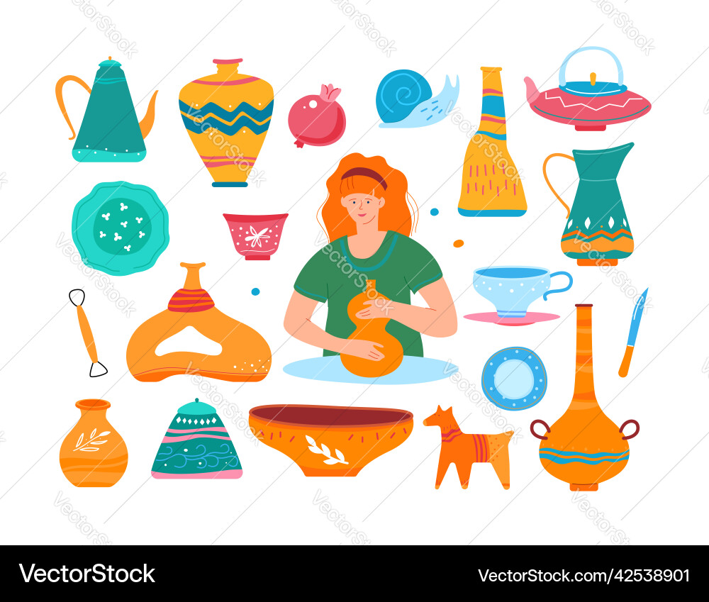 Keramik und Hobby - flache Design-Stil Icons Set Keramik und Hobby - flache Design-Stil Icons Set vektorbild