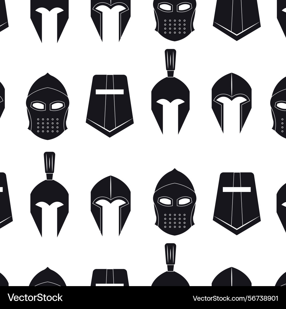 Medieval helmets pattern background Vector Image