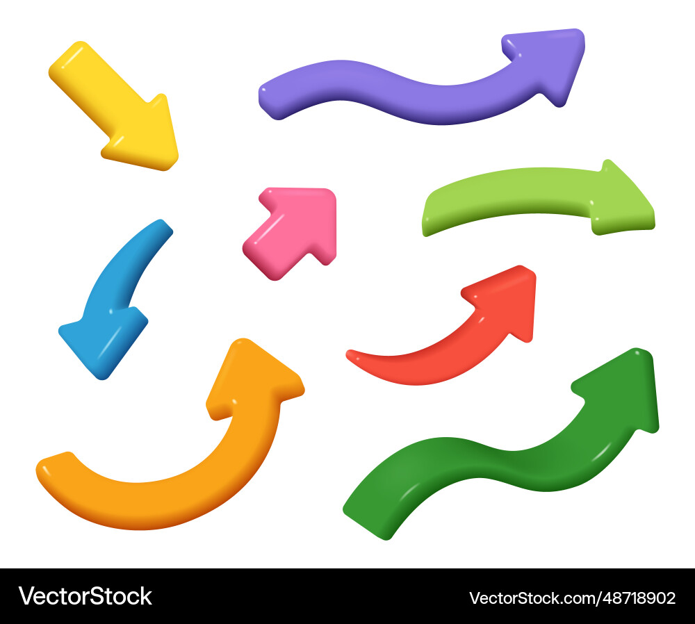 3d arrows colorful pointers to left and right vector image