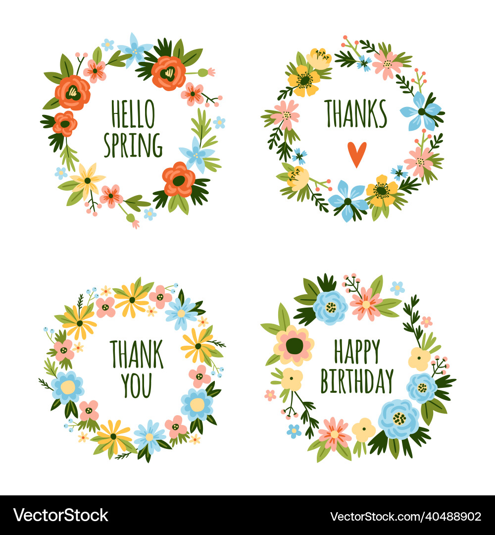 Abstract flowers wreaths romantic beautiful Abstract flowers wreaths romantic beautiful vector image