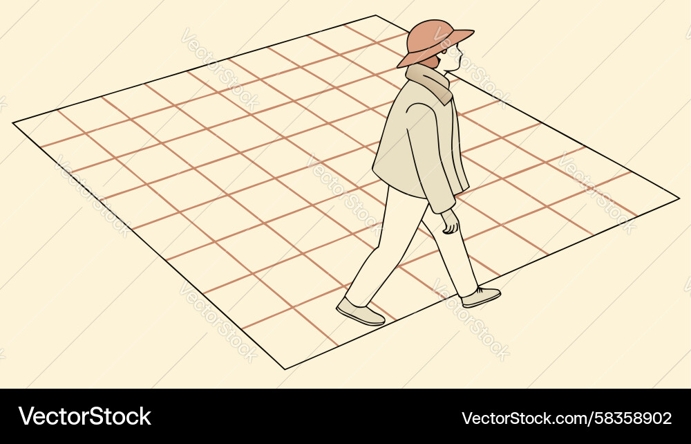 Abstract Person on Grid Path Vector Image