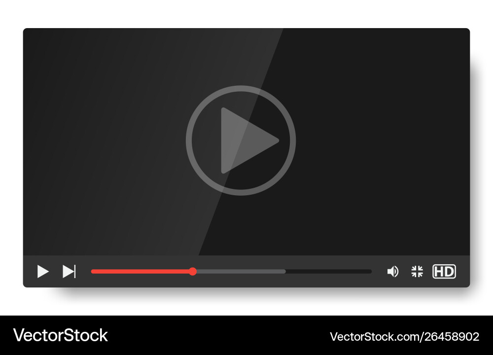 Black Video Player Template Vector Image