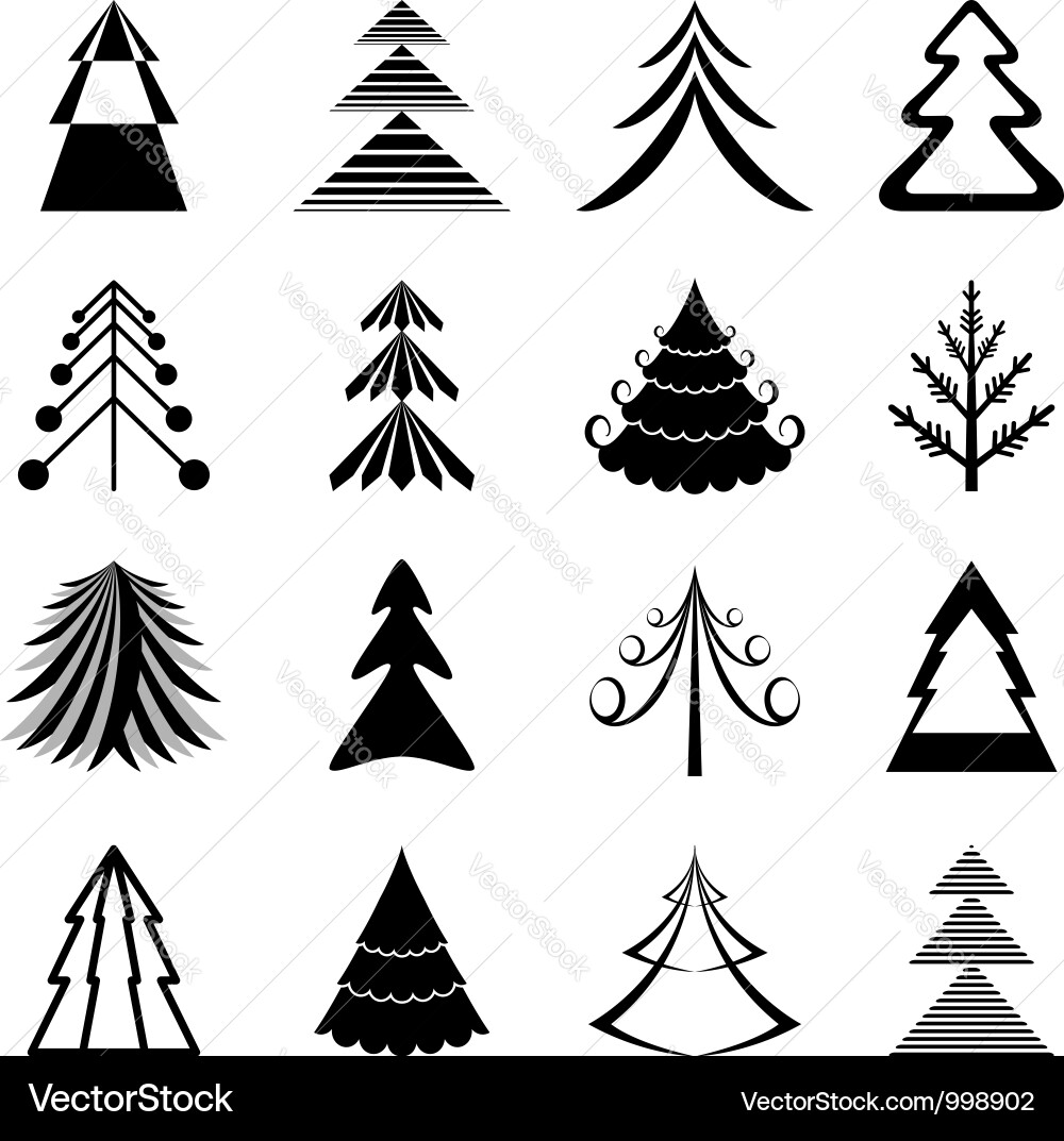Christmas Tree Icons - Festive Collection vector image