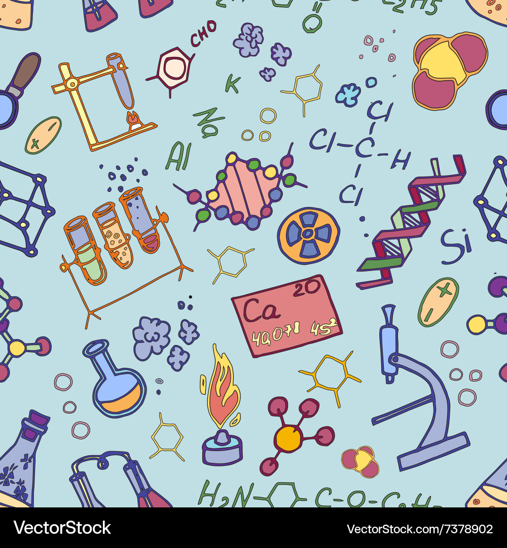 Doodle pattern chemistry Royalty Free Vector Image