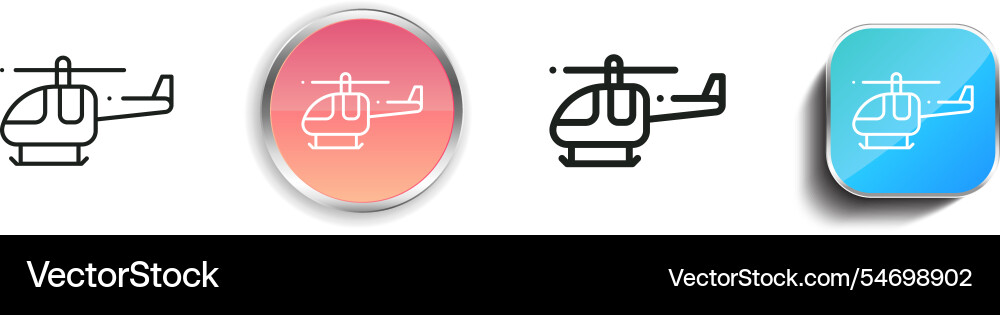 Helicopter icon thin linear regular and button vector image