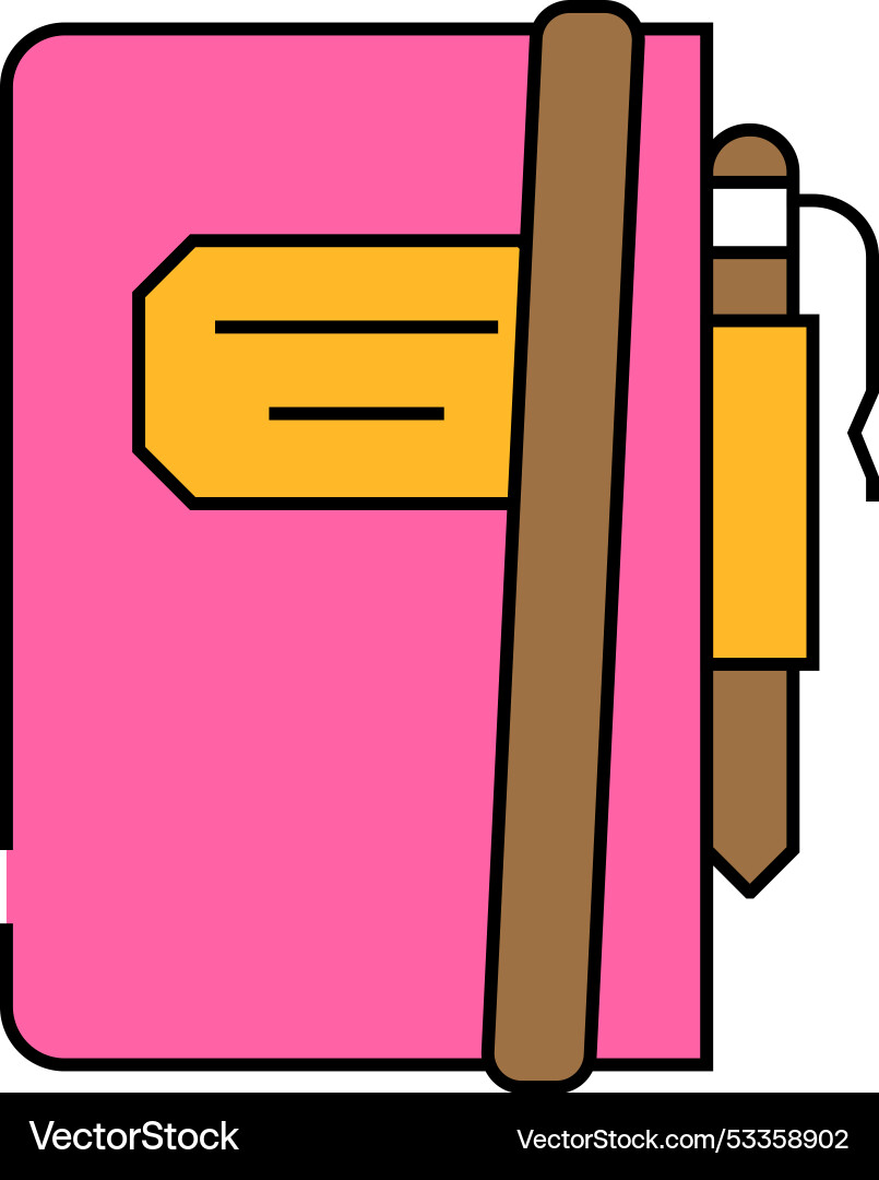 Notebook and pencil icon color Notebook and pencil icon color Vector Image