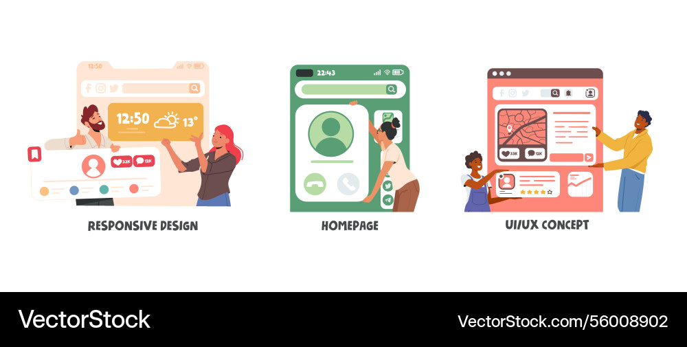 People professional web designers working on ui ux People professional web designers working on ui ux vector image